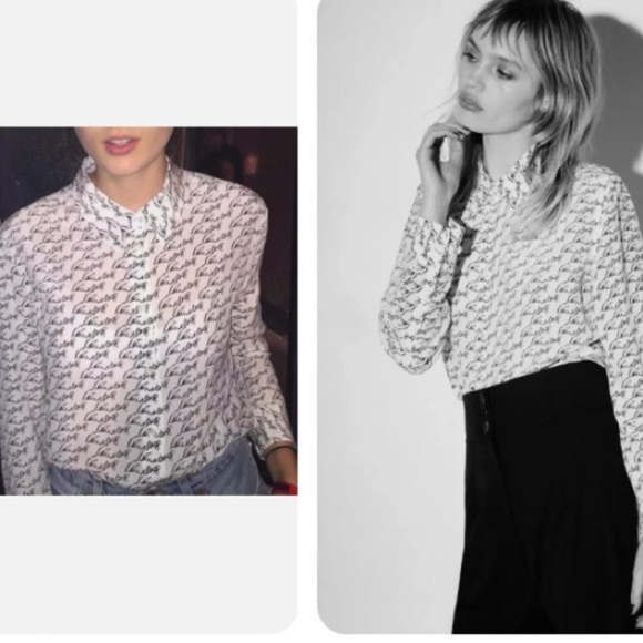 Equipment Kate Moss All Over Autograph Print Long Sleeve Blouse size Large - Picture 2 of 16